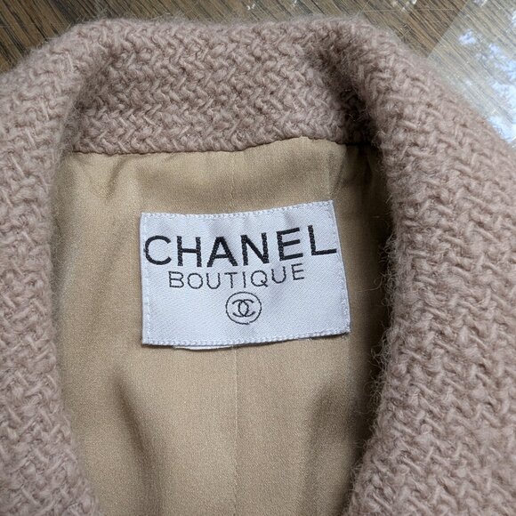 CHANEL Vintage Pale Pink Tweed Jacket Lucite CC Logo Buttons 1990s Women S M 4 6 - Picture 4 of 16